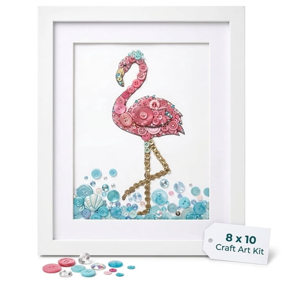 Flamingo Embellishment Bundle  Pink Buttons, Turquoise Accents, Crystals, Gems & Sequins  DIY Craft Kit for 8x10 Canvas Art