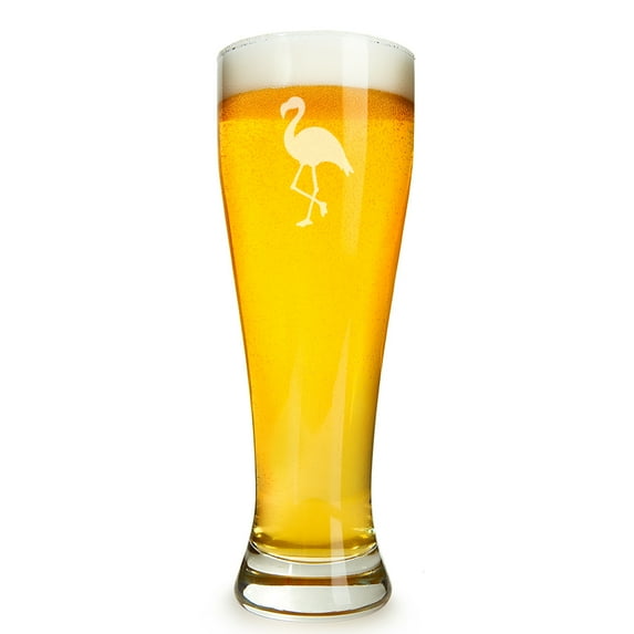 Flamingo Engraved 16 ounce Beer Glass Pilsner