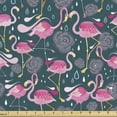 thumbnail image 1 of Ambesonne Flamingo Fabric by the Yard Upholstery, Exotic Pink Birds Flowers, 2 Yards, Dark Teal Pink Pale Blue, 1 of 4