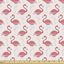 Ambesonne Flamingo Fabric by the Yard Upholstery, Exotic Fantasy Fauna, 2 Yards, Beige Dark Coral Purple