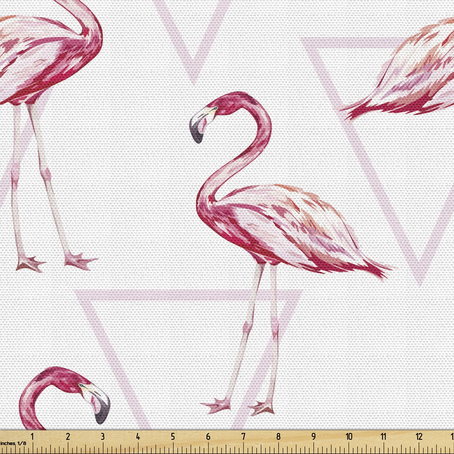 Flamingo Fabric by the Yard Upholstery, Realistic Drawing Style Animals ...