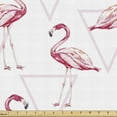 thumbnail image 1 of Flamingo Fabric by the Yard Upholstery, Realistic Drawing Style Animals on Geometrical Backdrop with Pink Triangles, Decorative Fabric for DIY and Home Accents, 1 Yard, Pink Peach White by Ambesonne, 1 of 4