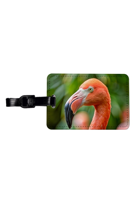 Flamingo Face Faux Leather Travel Luggage Tag