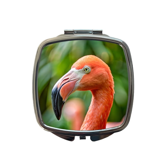 Flamingo Face Travel Makeup Handbag Purse Small Pocket Compact Mirror