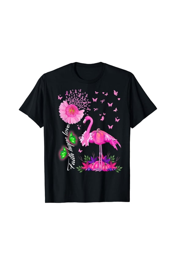 Flamingo Faith Hope Love Ribbon T-Shirt