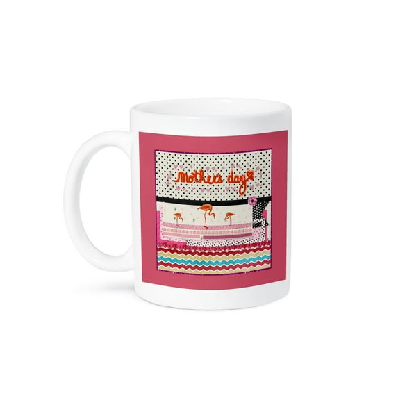 3drose, Flamingo Family, Trims, Ribbons, Dots, Hearts Collage, Mothers Day, 15oz Mug
