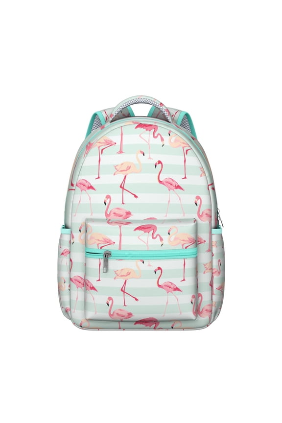 Flamingo Fashion Backpack for Teens - Padded Tablet Pocket & Organizational Sections, Durable Polyester School Bookbag, Trendy Middle School Backpack with Keychain Hook