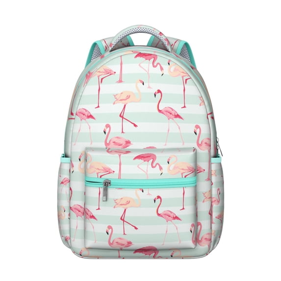 Flamingo Fashion Backpack for Teens - Padded Tablet Pocket & Organizational Sections, Durable Polyester School Bookbag, Trendy Middle School Backpack with Keychain Hook