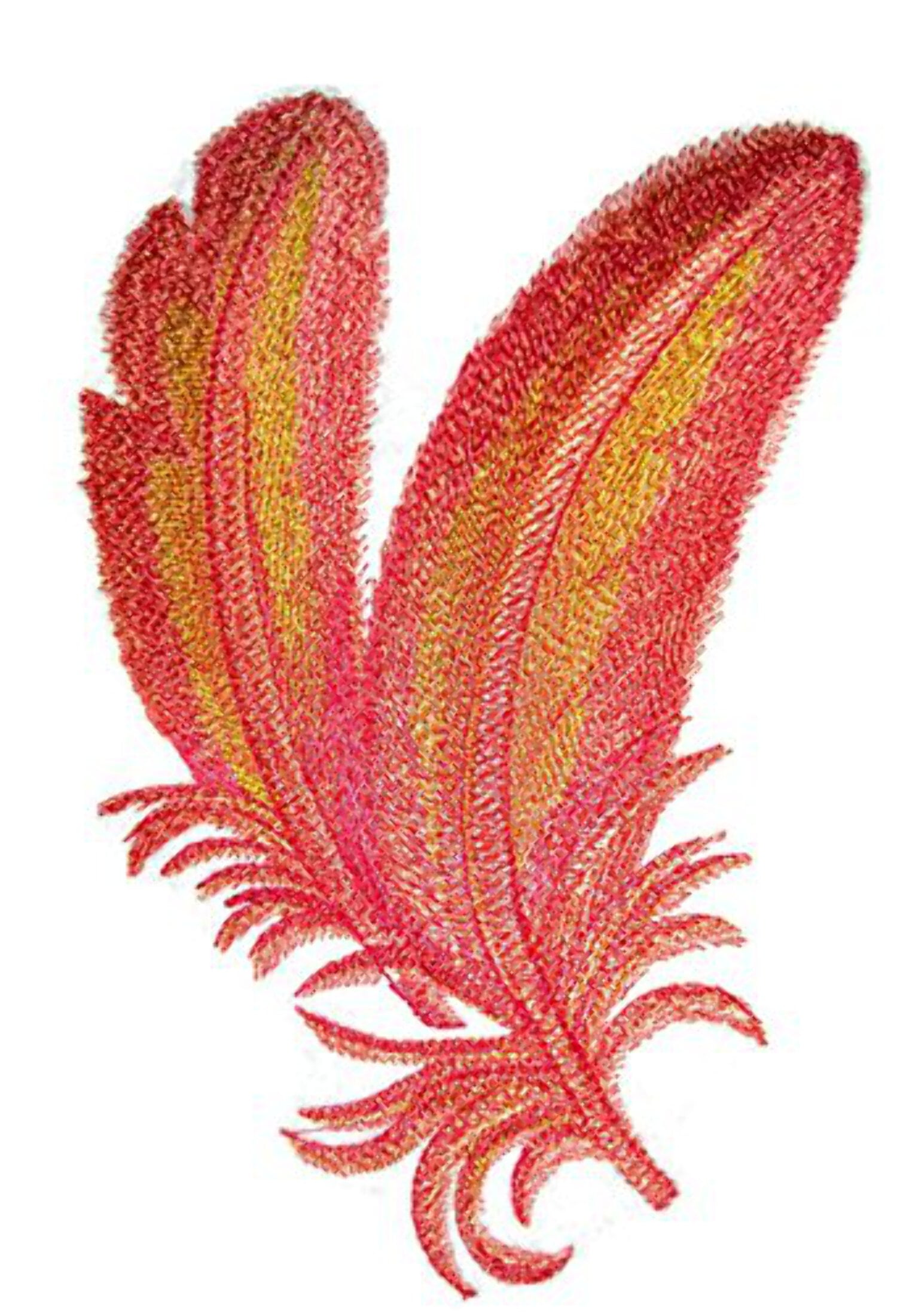Flamingo Feathers in Watercolor Embroidered Iron on/Sew patch [7" X 4.73"]