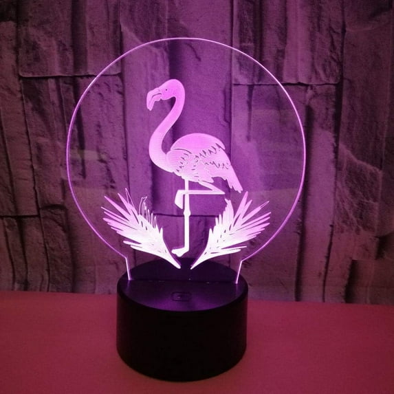 Flamingo Flaming Bird Animal Toys 3D Illusion Night Light Smart Touch Lamp, Creative RGB Led Lamps, Christmas Birthday Decorations Gifts for Boys and Girls, Party Decor, 16 Colors