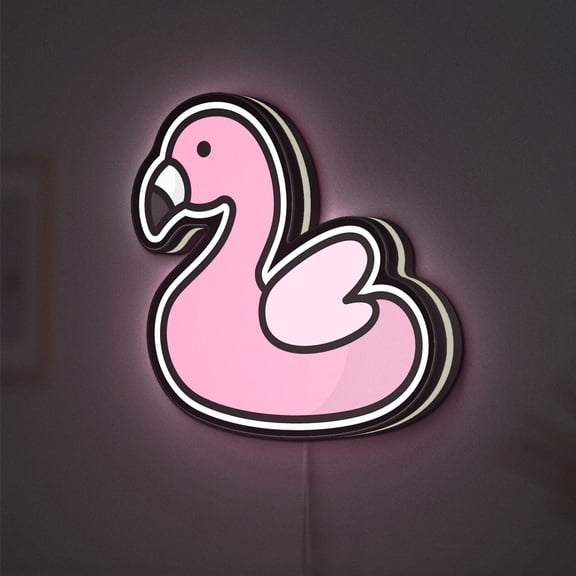 Flamingo Float 3D Novelty Light Box, Summer Pool Lamp Decor for Beach Vibes, Vacations and Tropical Themed Spaces (Height 8 inch, 20cm)