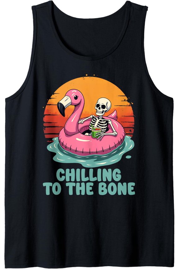 Flamingo Float Chilling To The Bone Tank Top Size S-3XL