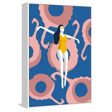 Flamingo Floaters Floater Framed Painting Print on Canvas