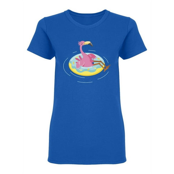 Flamingo Floating On Donut Shaped T-Shirt Women -Image by Shutterstock, Female Medium