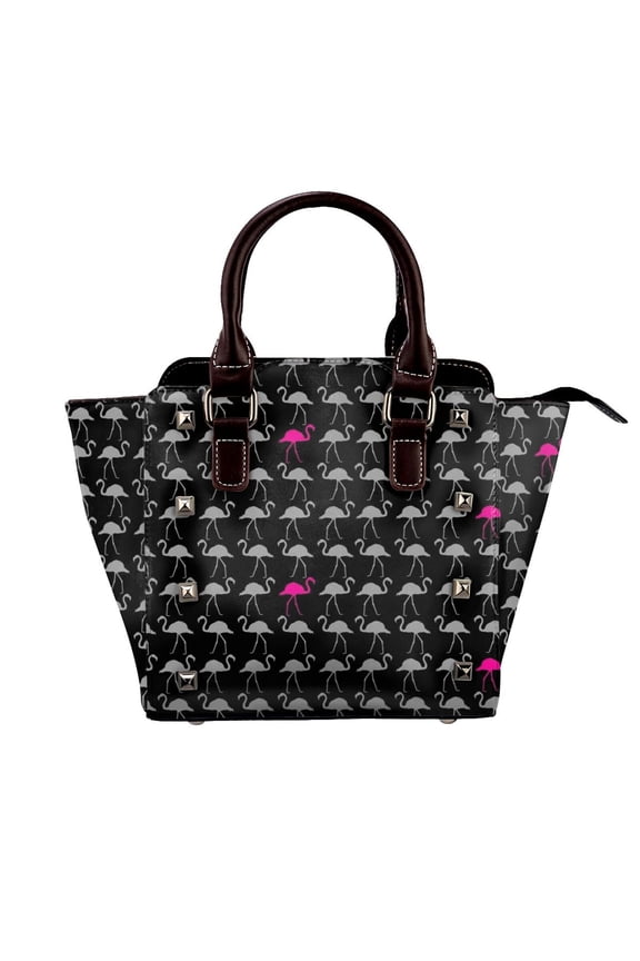 Flamingo Flock Rivet Fashion One-Shoulder Women's Handbag Tote Bag