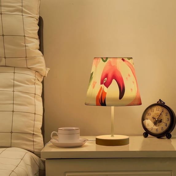 Flamingo Floral Leaves Flowers LED Desk Lamp Table Lamp USB Bedside Nightstand Small Lamp for Bedroom Living Room Kids Room