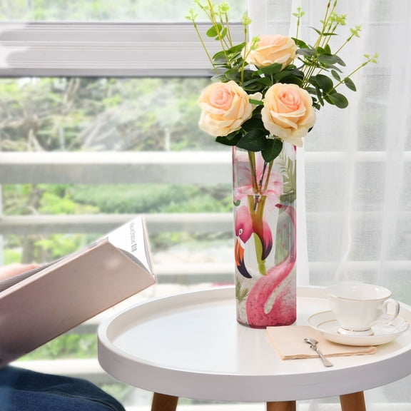 Flamingo Floral Leaves Flowers Vases for Flowers Modern Decorative Vase Home Decor for Bedroom Kitchen Living Room Centerpieces