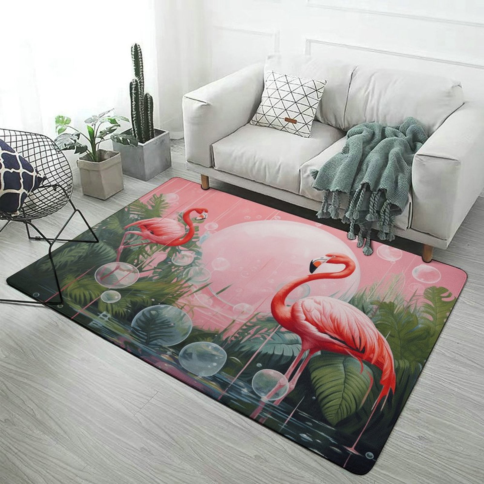 Flamingo Flower Tropical Area Rugs Carpet Suitable for Living Room ...