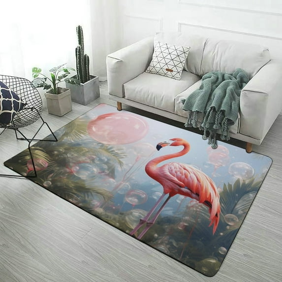 Flamingo Flower Tropical Area Rugs Carpet Suitable for Living Room Kitchen Bedroom Laundry Room Home Decorations