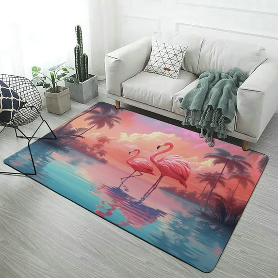 Flamingo Flower Tropical Carpet for Home Decoration Rugs for Bedroom Room Living Room Bathroom Entrance Door Non-slip Comfort Mat