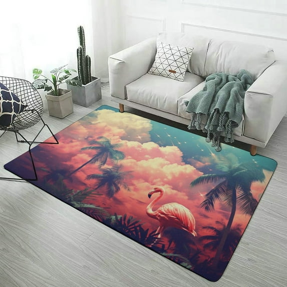 Flamingo Flower Tropical Carpet for Home Decoration Rugs for Bedroom Room Living Room Bathroom Entrance Door Non-slip Comfort Mat