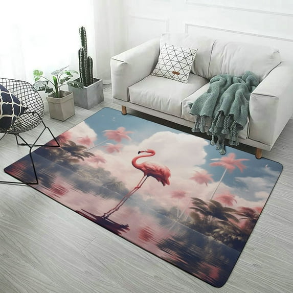 Flamingo Flower Tropical Carpet for Home Decoration Rugs for Bedroom Room Living Room Bathroom Entrance Door Non-slip Comfort Mat