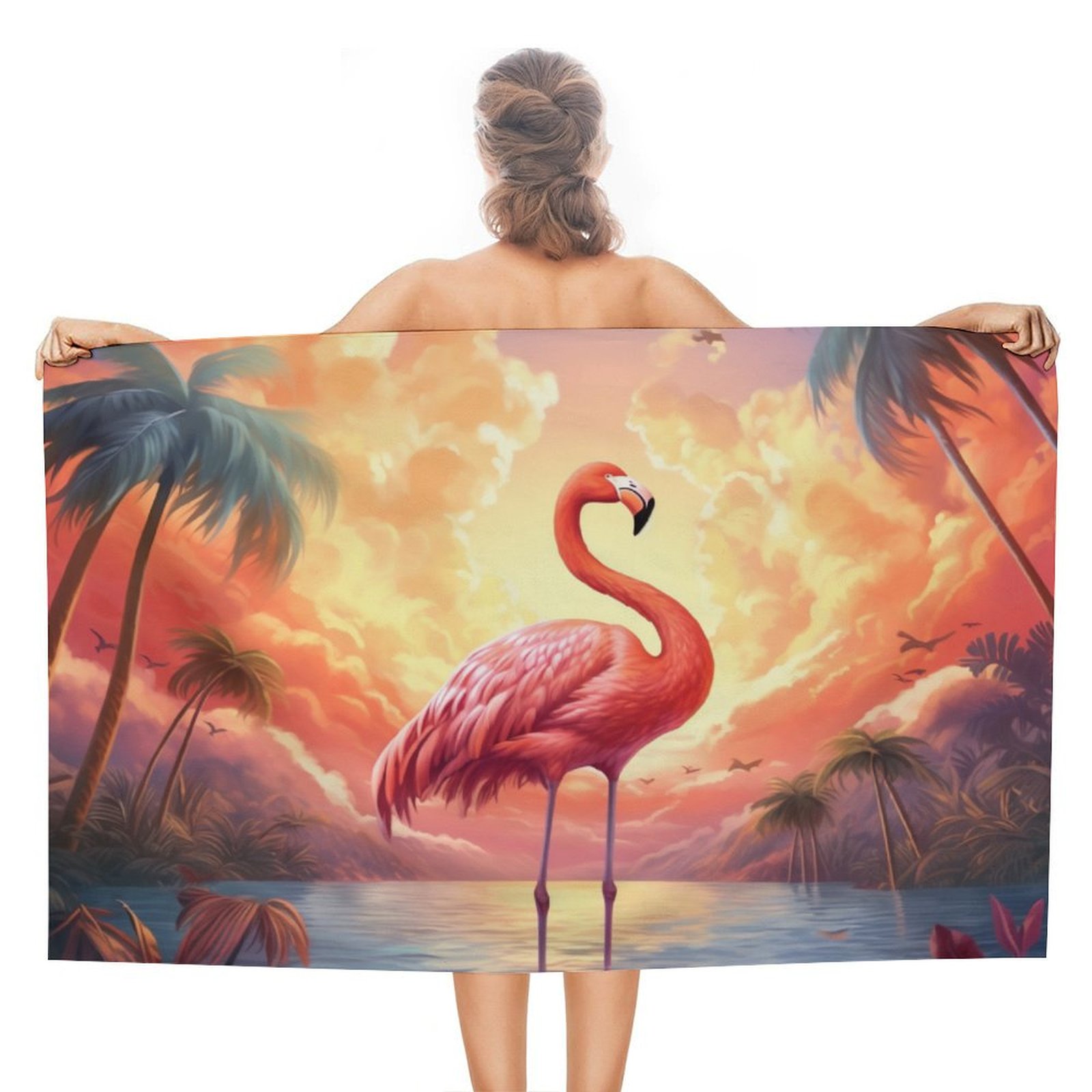 Personalized Flamingo Beach Towel - Custom Name, 30x60 Microfiber, Quick Dry Sand Free Towel