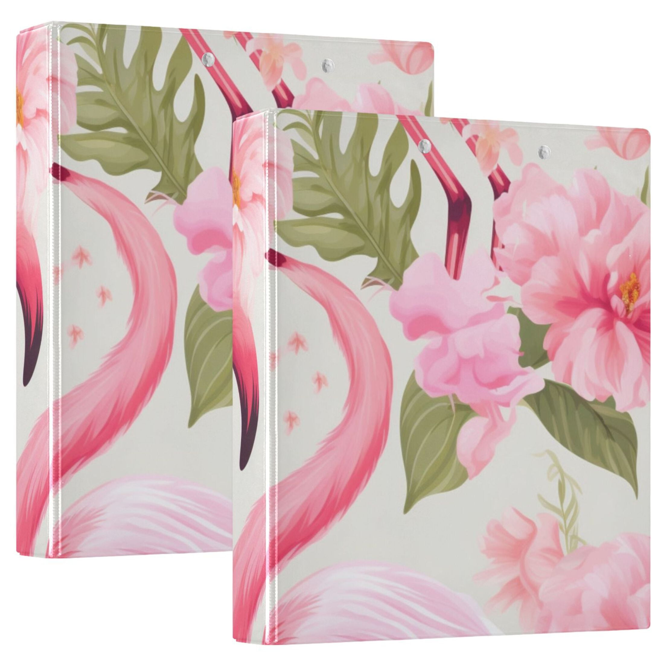 Flamingo Flowers Floral Leaves 3 Ring Binders 1.5 inch Hardcover File ...