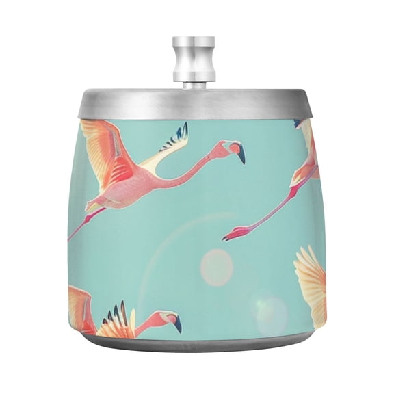 Flamingo Fly Ashtray with Lid Smell Proof Cigarette Ashtray Stainless Steel Smokeless Ash Holder for Indoor Outdoor