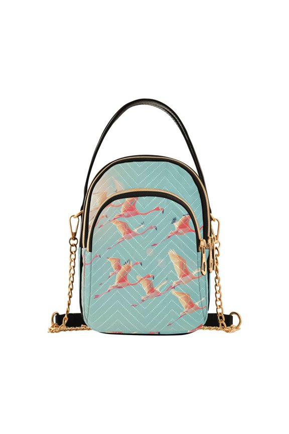 Flamingo Fly Women Quilting Handbags Shoulder Bag Cross Body Bag with Crossbody Strap Hobo Bags Chain Strap