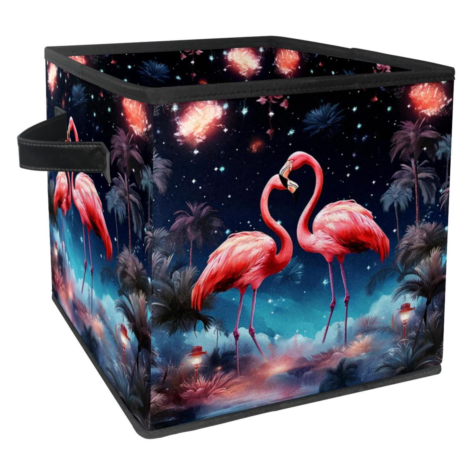 Flamingo Foldable Storage Cubes with Handle, 10.8"x10.5"x10.6", Large