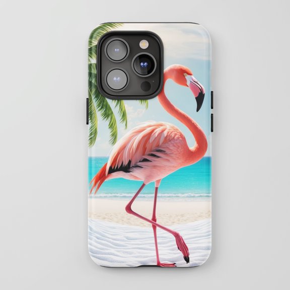 Flamingo For All iPhone Series Protective Phone Case Tropical Beach Design Pink And Blue