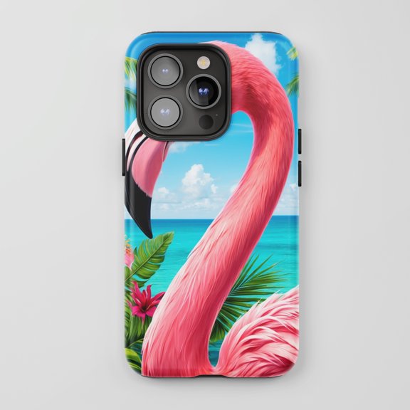 Flamingo For All iPhone Series Protective Phone Case Tropical Beach Pink Multi-Color