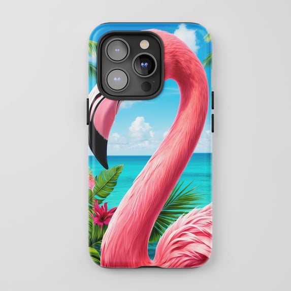 Flamingo For All iPhone Series Protective Phone Case Tropical Beach Pink Multi-Color