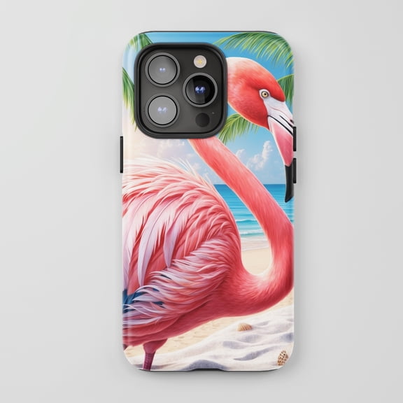 Flamingo For All iPhone Series Protective Phone Case Tropical Beach Vibrant Multi-color