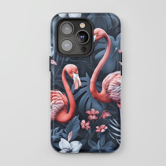 Flamingo For All iPhone Series Protective Phone Case Tropical Pink Blue