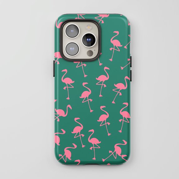Flamingo For All iPhone Series Protective Phone Case Tropical Teal Pink