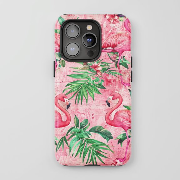 Flamingo For All iPhone Series Protective Phone Case Tropical Watercolor Pink