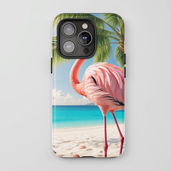 Flamingo For All iPhone Series Tough Phone Case Tropical Beach Multi-color