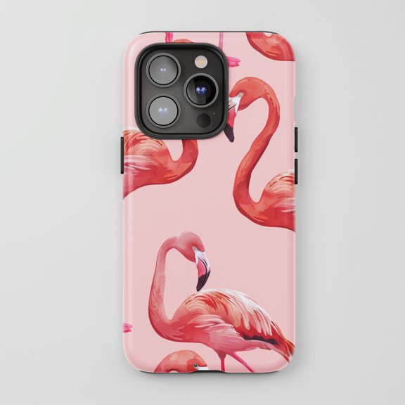 Flamingo For All iPhone Series Tough Phone Case Watercolor Art Pink