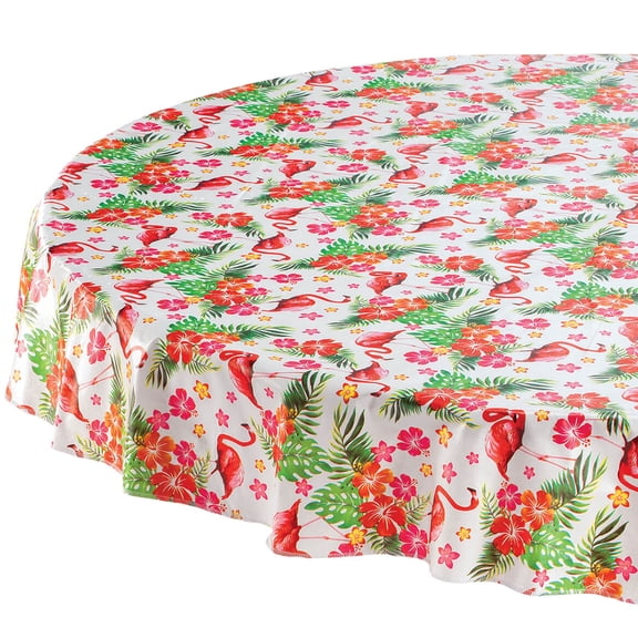 Flamingo Fun Vinyl Table Cover, 70" Round