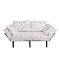 thumbnail image 1 of Flamingo Futon Couch, Pink Flamingos and Donuts Tropical Hawaiian Animals Delicious Desserts, Daybed with Metal Frame Upholstered Sofa for Living Dorm, Loveseat, Pink Mint Green Beige, by Ambesonne, 1 of 4