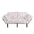 thumbnail image 1 of Flamingo Futon Couch, Watercolor Art Flamingos with Flower Motifs Coconut Tree Leaves Triangles, Daybed with Metal Frame Upholstered Sofa for Living Dorm, Loveseat, Black Pink Cream, by Ambesonne, 1 of 4