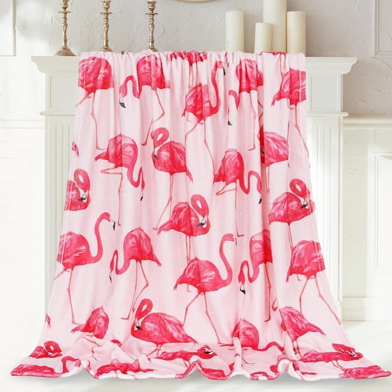 Flamingo Fuzzy Flannel Blanket 60 x 50 Inch Pink Tropical Throw Blanket Flamingo Blanket for Home Chair Sofa Couch Bed