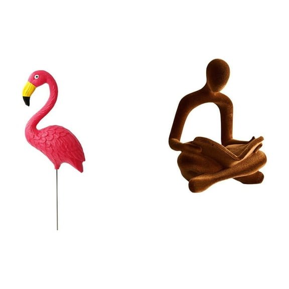 Flamingo Garden Stake Statue Abstract Thinker Figurine Sculpture HDPE Resin for Holiday Office Bar Display