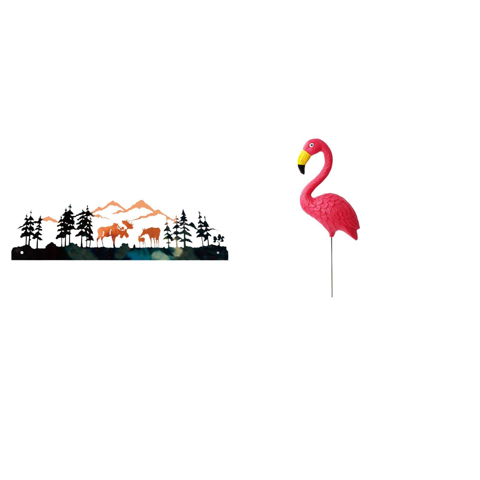 Flamingo Garden Stake Wall Sculpture Boho Art Decor Handmade Embossed Metal Unique Accent for Outdoor Indoor Spaces