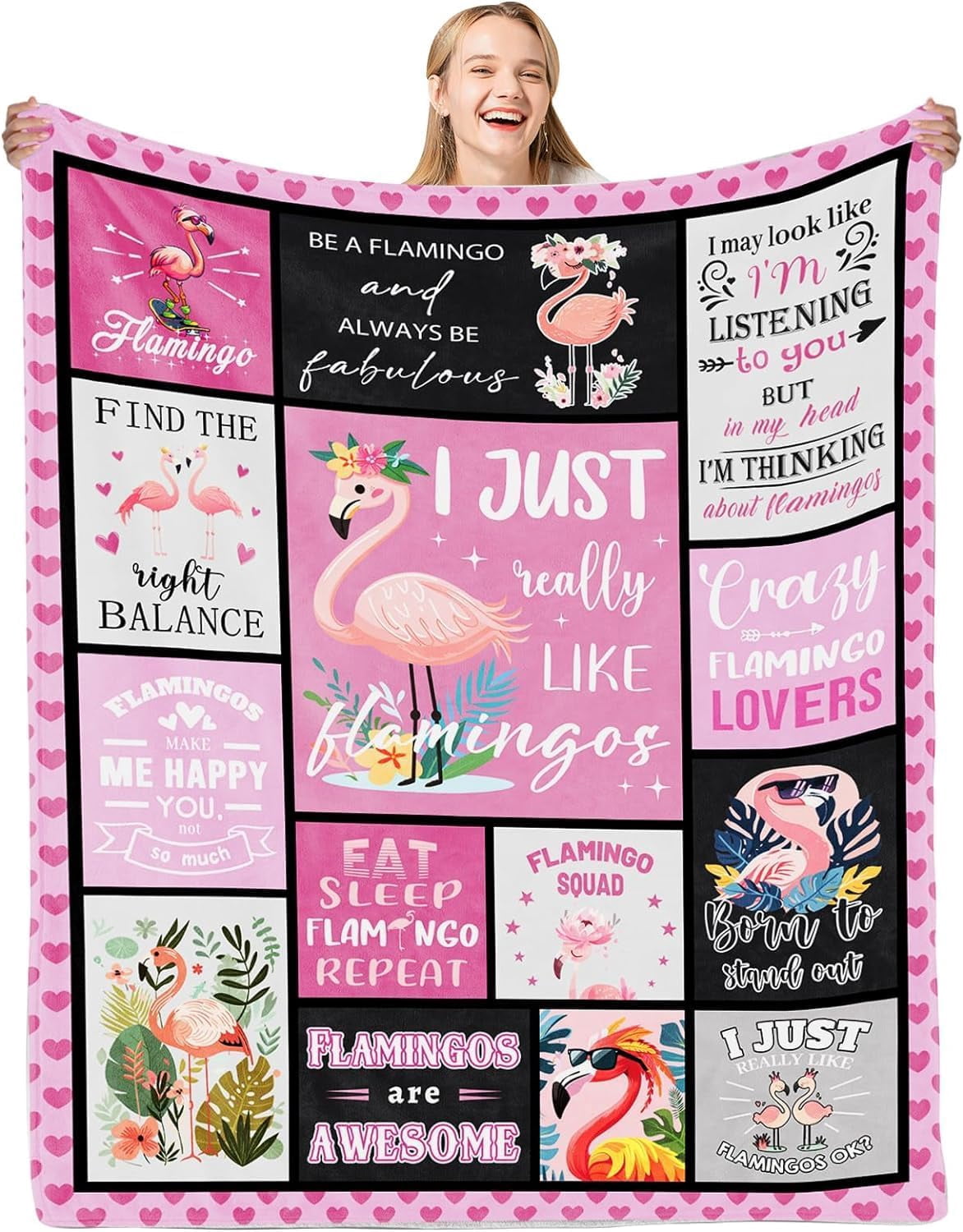 Flamingo Gifts Flamingo Blanket for Women,60x80 Inch Pink Flamingo Blanket for Girls, Flamingo Plush Blanket Flamingo Throw, Flamingo Decor, Flamingo Stuff,Christmas Birthday Gifts for Flamingo Lovers