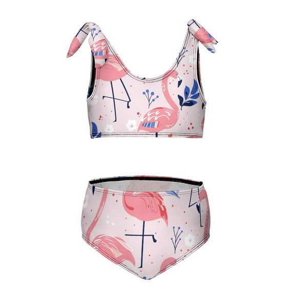 Flamingo Girls' beach sports two-piece swimsuit set