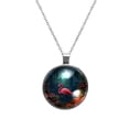 thumbnail image 1 of Flamingo Glass Circular Pendant Necklace - Stunning Jewelry for Women, Necklaces for Every Occasion, 1 of 5