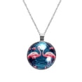 thumbnail image 1 of Flamingo Glass Design Circular Pendant Necklace - Stunning Jewelry for All Occasions, 1 of 5